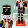 25cm Wooden Standing Nutcracker Ornament Handmade Christmas Nutcracker Figurine Decorative Nutcracker Model for Christmas Gift
