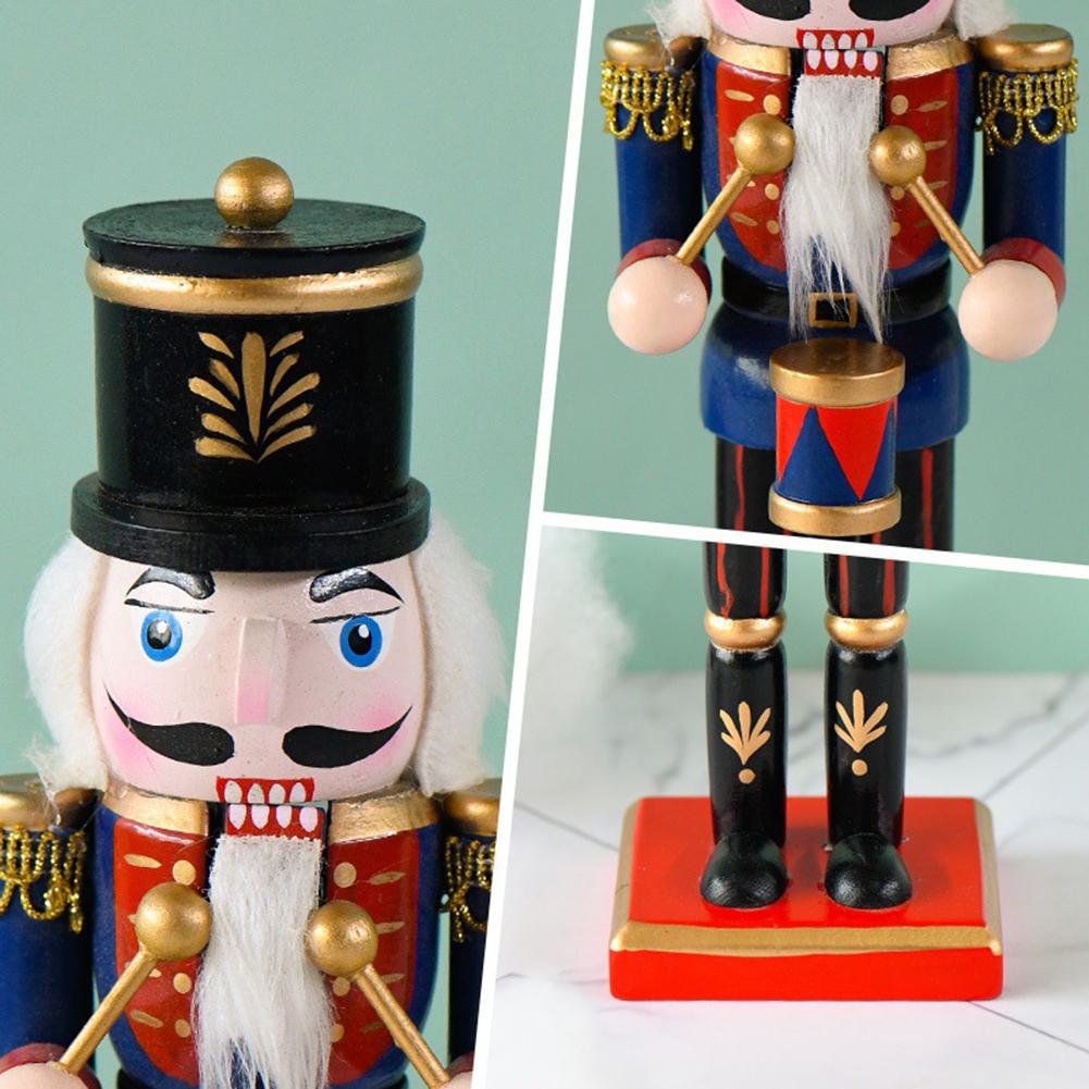 25cm Wooden Standing Nutcracker Ornament Handmade Christmas Nutcracker Figurine Decorative Nutcracker Model for Christmas Gift