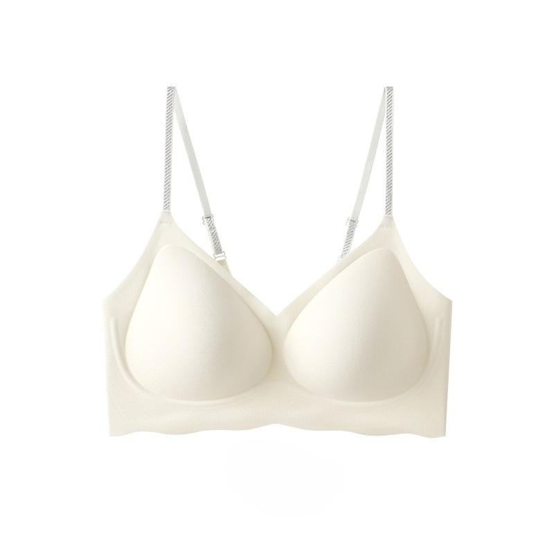 Shiny Strap Tank Top Bra, Cool Touch Lifting Foundation Breathable Modal Silk Seamless Women's Lingerie
