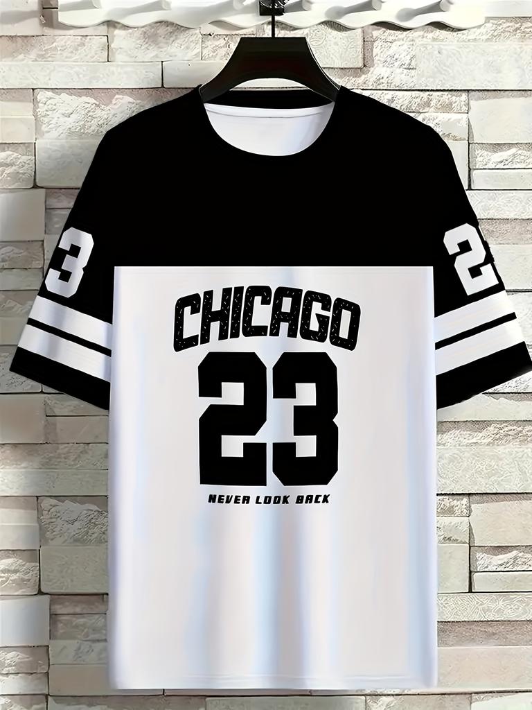 Herren schwarz-weiß gestreiftes Rundhals Kurzarm Freizeit vielseitiges T-Shirt
