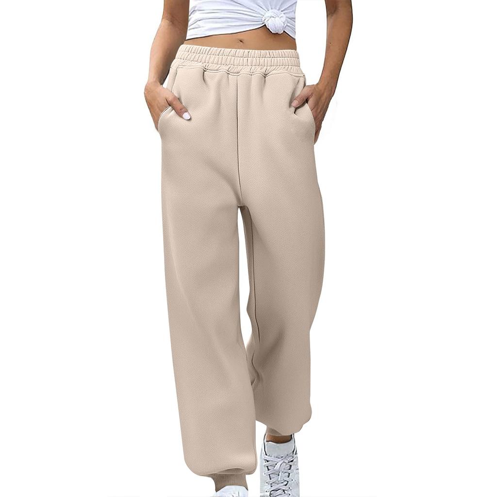 Women's Stylish Loose Sweatpants Comfortable High-waisted Jogging Belt Pocket Sweatpants