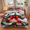 3pcs Christmas Holiday Wreath with Doves and Candy Canes, Festive Decoration Set Including One Quilt Cover and Two Pillowcases (No Core)