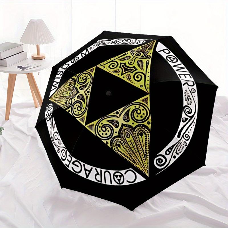 Wisdom Power Legend of Zelda Automatic Folding Umbrella with Sturdy Iron Frame, Portable Compact Travel Umbrella All-Season Use Parties014
