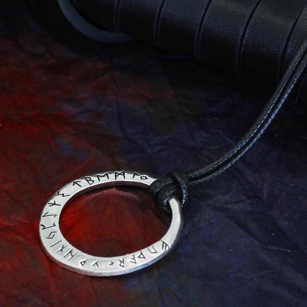 Viking Rune Letter Necklace Pendant for Men & Women - Long Sweater Chain Ornament