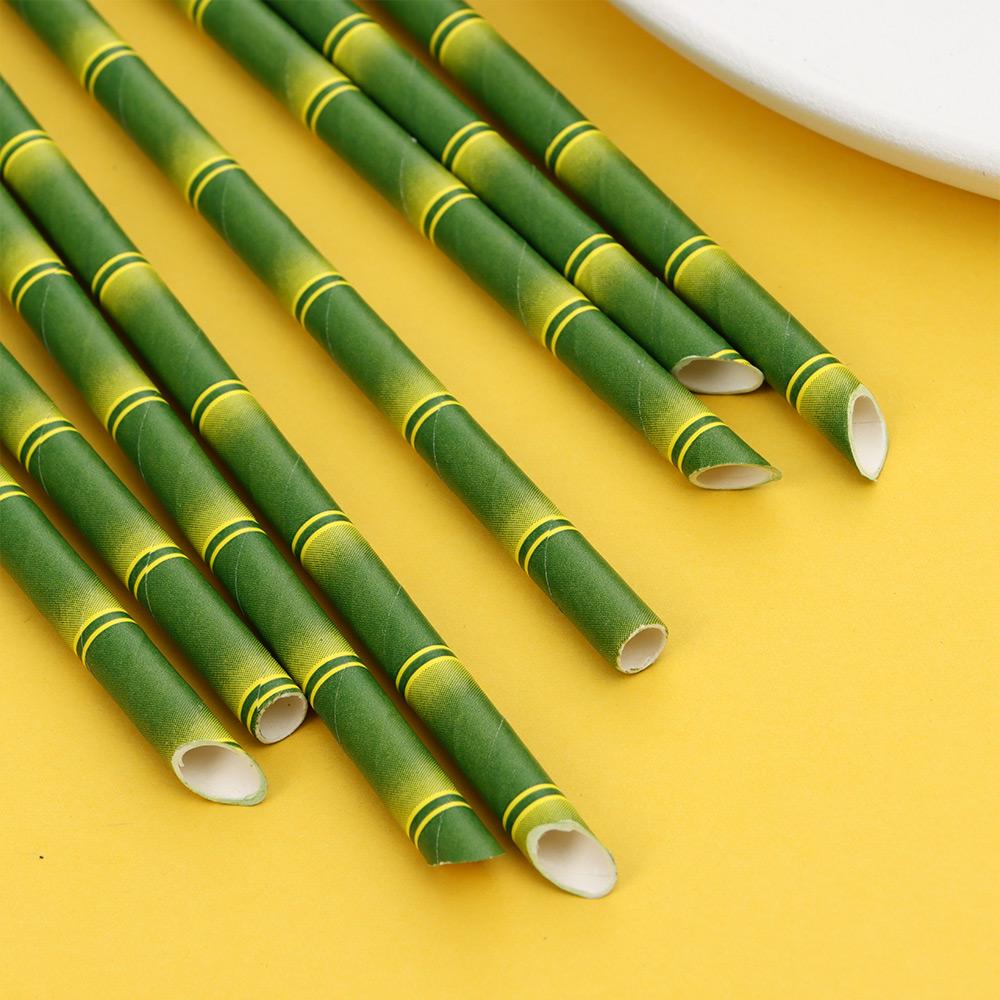 25pcs Eco-Friendly Decoration Wedding Paper Tubes Bamboo Straws Party Supplies Drinking Tubes