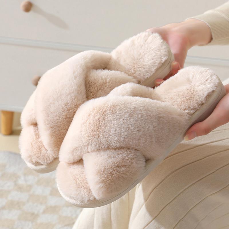 Fashion Litfun Fuzzy Women's Slippers Non-slip Soft Sole Home Slides Cozy Plush Lining Indoor Slides Flat Slip On Warm Outdoor Slippers