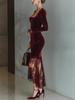 European American Women's Lace Patchwork Evening Gown - French Style 8221