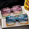 New Leopard Print Contrasting Sunglasses Fashionable Men's and Women's Large-frame Sunglasses Trendy Catwalk Personalized Wide-leg Glasses