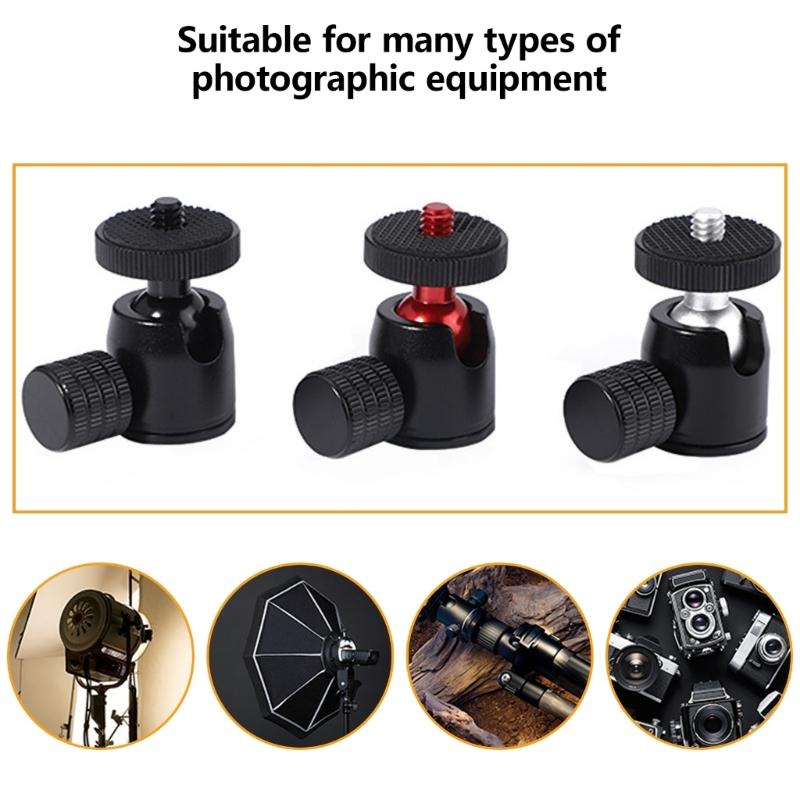 Round Head Tripod Head with 1/4" Hot Shoe 360 Rotatable Round Head Camera Mount Adapter Ballhead for Tripods Monopods