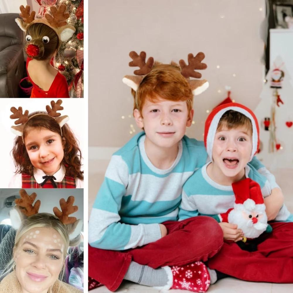 With Ears Hair Hoop Plush Festive Hair Accessory Cute Christmas Reindeer Antlers Hairband  Cosplay
