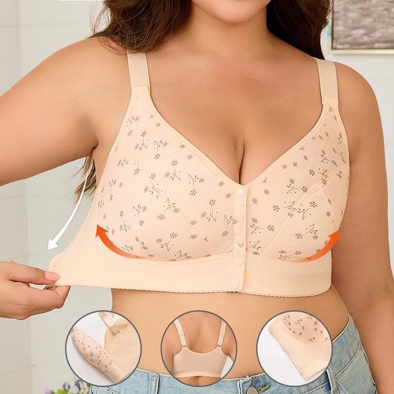 0XL-7XL Super Large Size Bra European and American Size Adjustable Shoulder Strap Popular Printed Front Buckle Large Size Underwear