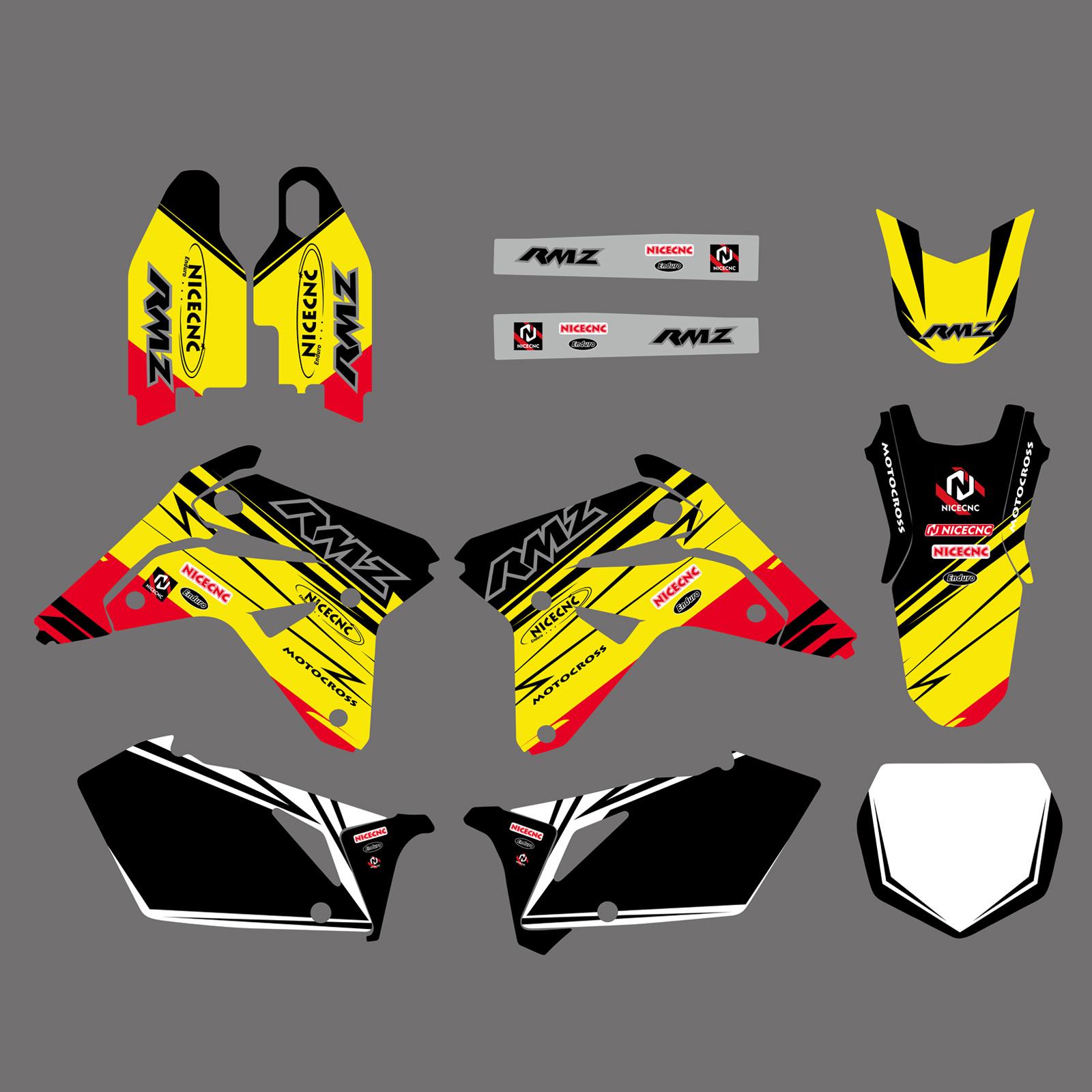 NICECNC For Suzuki RMZ450 RMZ 450 RM-Z 450 2007 Motorcycle Fairing Graphics Background Decals Sticker Kit Customize