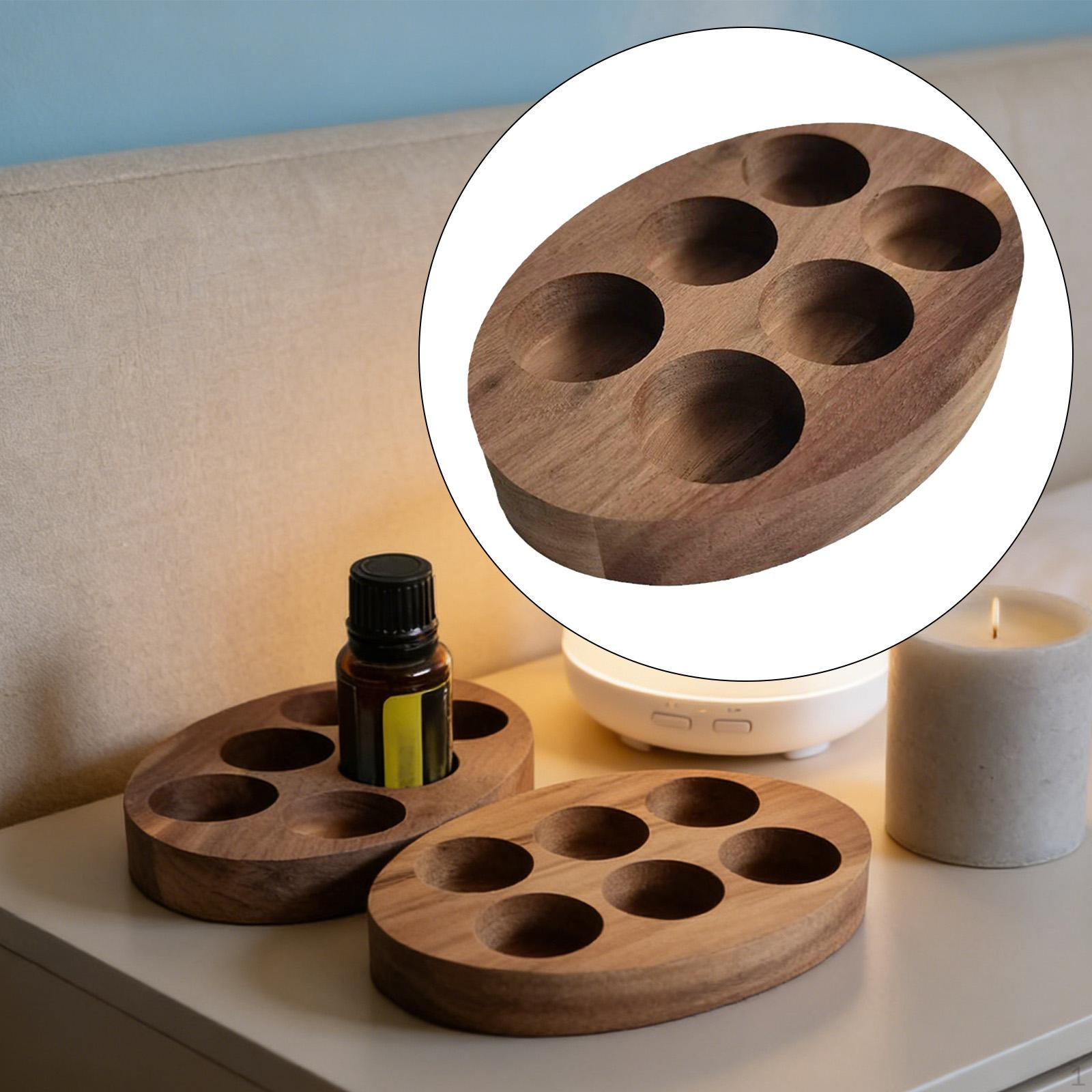

Wooden Essential Oil Bottle Storage Stand Holder for 6 Bottles Multifunctional Desk Display Nail