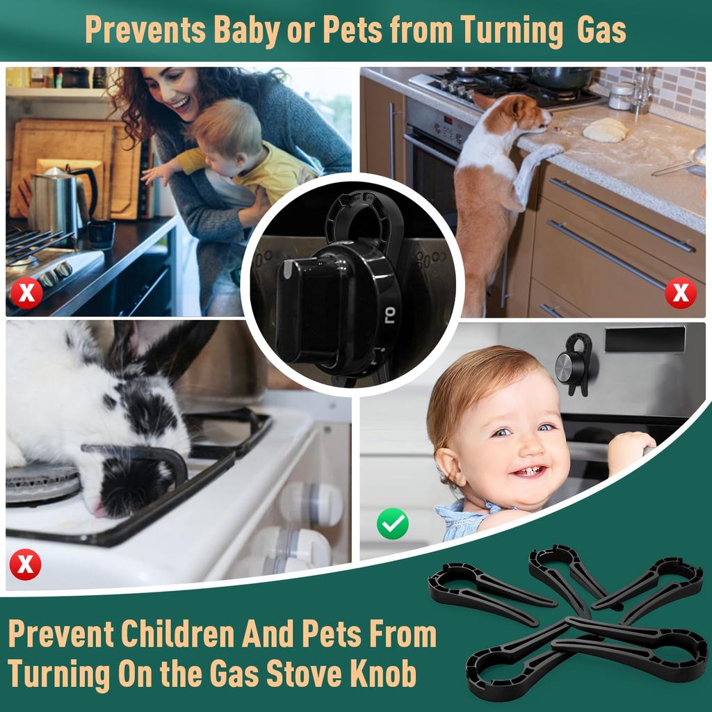 Gazlı Ocak Güvenlik Düğme Kilidi, Bebek Korumalı Ocak Fırın Kilitleri, Çocuk Korumalı Ocak Koruyucu, Şeffaf (5'li paket)