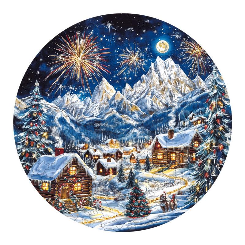 Wooden Puzzle Christmas Snow Scene Small Animal Shape Puzzle Flat Wooden Puzzle