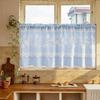 Dekorative Fenster-Abschlussvorhänge Karomuster Florales Schabrackenvorhang, Bauernhaus-Schabracke, 1 Paneel, Lichtdurchlässig für Küchen-Filtervorhang mit Stangentasche Esszimmer