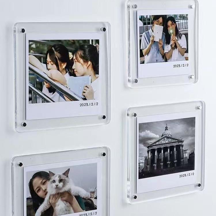 Acrylic Magnetic Polaroid Frame - Transparent Display for Refrigerator or Photo Wall 4*6cm