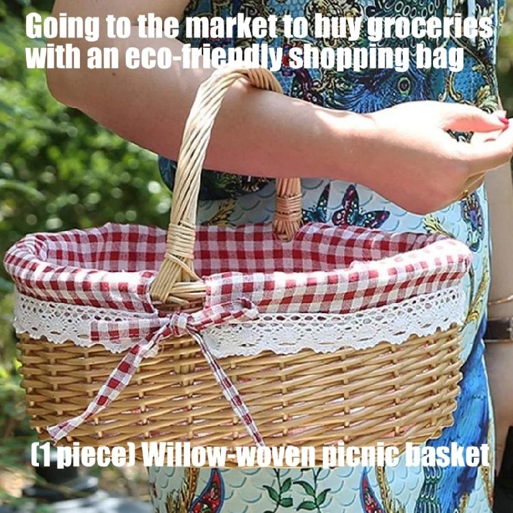 Geflochtener Aufbewahrungskorb Outdoor Picknick Geschenkkorb mit waschbarem Einsatz Für Eier, Obst oder Blumen Leicht zu tragen