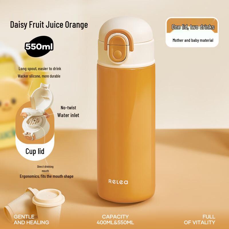 RELEA Portable Daisy Insulated Straw Cup 550ml