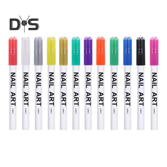 

Набор из 12 цветных ручек для нейл-арта своими руками, быстросохнущие акриловые краски, маркеры для быстрых граффити-рисунков, двухсторонние ручки для ногтей для домашнего салона A