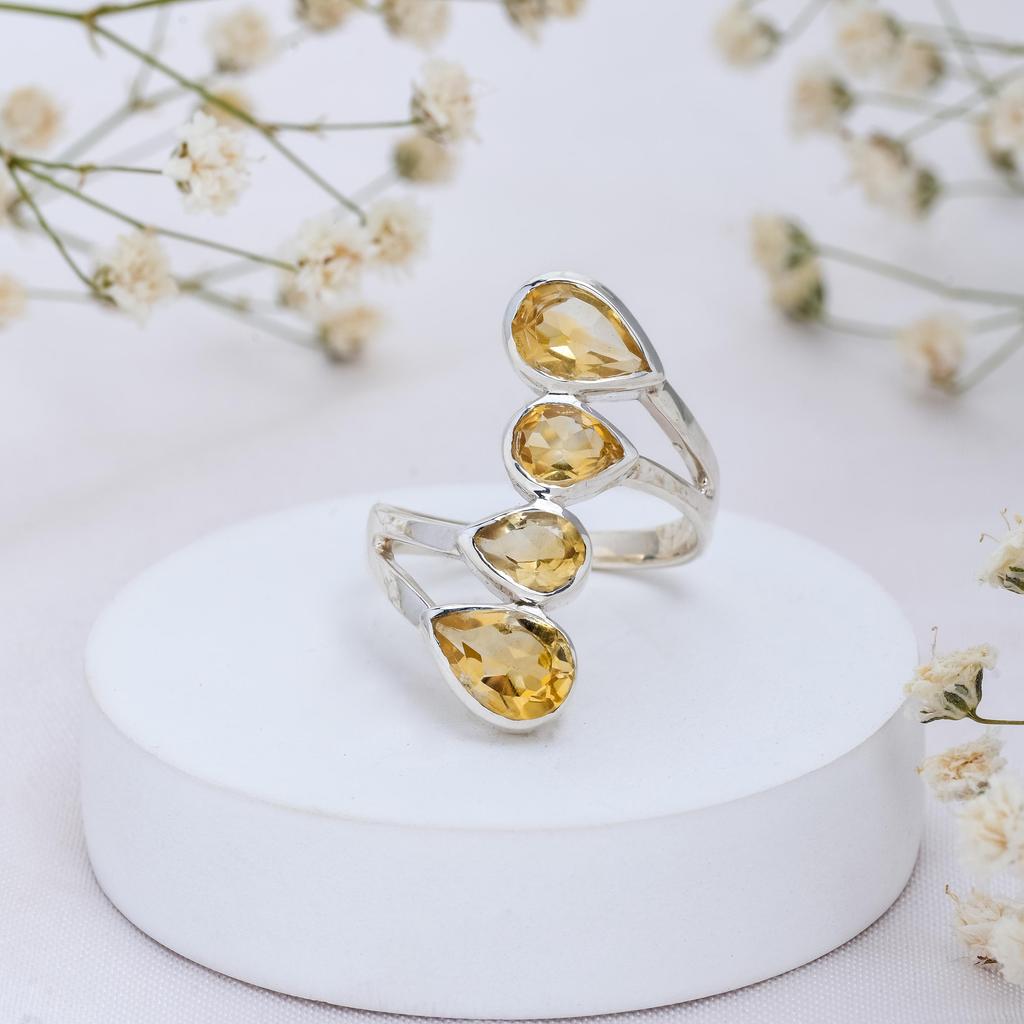 Exquisite Handmade Citrine ring, 925 Silver Yellow Gemstone Ring, Gift for Special Occasion