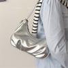 Textured Silver Bag Women's Single Shoulder Messenger Bag High-grade Pleated Underarm Crescent Bag