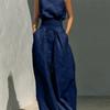 Spring and Summer European Style Women Clothing Cotton Sleeveless Casual Set