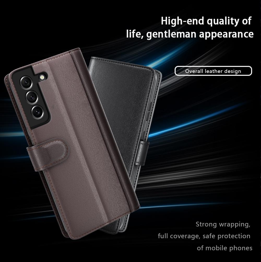 For Samsung Galaxy S21 FE 5G Case Genuine Split Leather Phone Cover with Wallet Stand