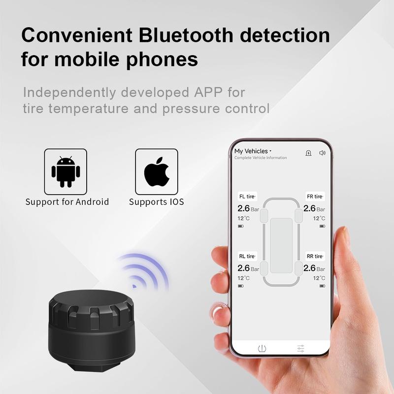 New Bluetooth External TPMS Tire Pressure BT Sensor Mobile APP Real-time Monitoring Universal for Motorcycle Car & 6-Wheel Truck