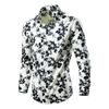 Camicia Casual da Uomo a Maniche Lunghe con Stampa Floreale Slim Fit