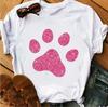 Women's Large Size Short Sleeve Crewneck T-Shirt Cartoon Hand-Painted Dog Paw Print Warm Polyester Fabric Summer Fashion