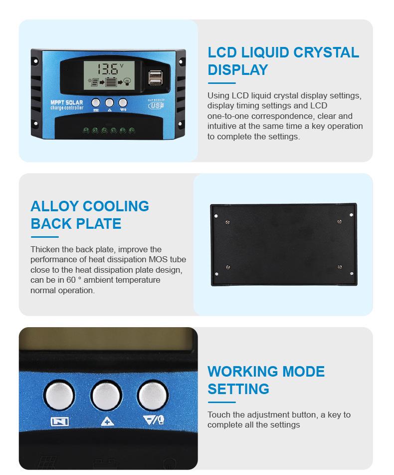 Cross-border Solar Controller: 12/24V Auto Identification MPPT for Photovoltaic Power Charging