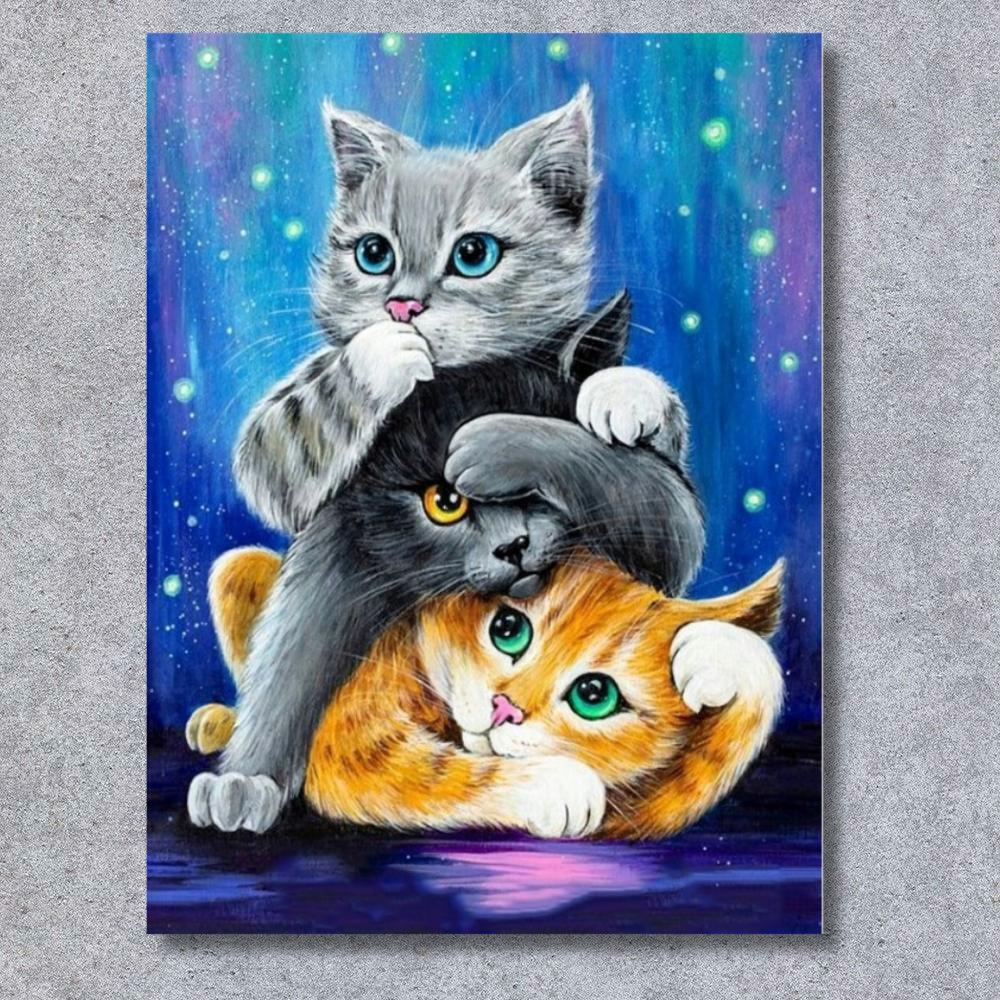Malowanie Po Numerach Obrazy Do Malowania - Trzy Urocze Koty 40X50 Cm