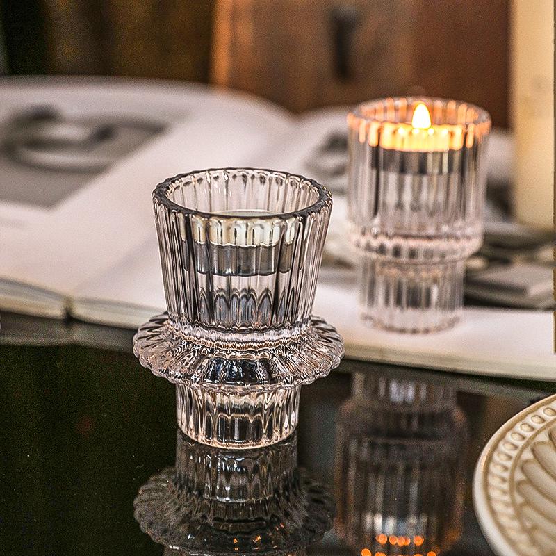 Elegant Glass Candlestick Holder for Table Decoration