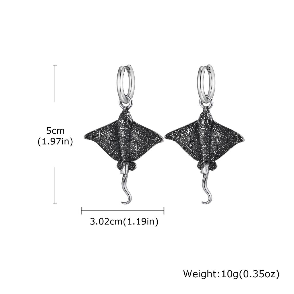 Multi Style Fashion Stainless Steel Hoop Earrings, Vintage Sword Star Geometric Pendant Men's Earrings, Hip Hop Piercing Jewelry