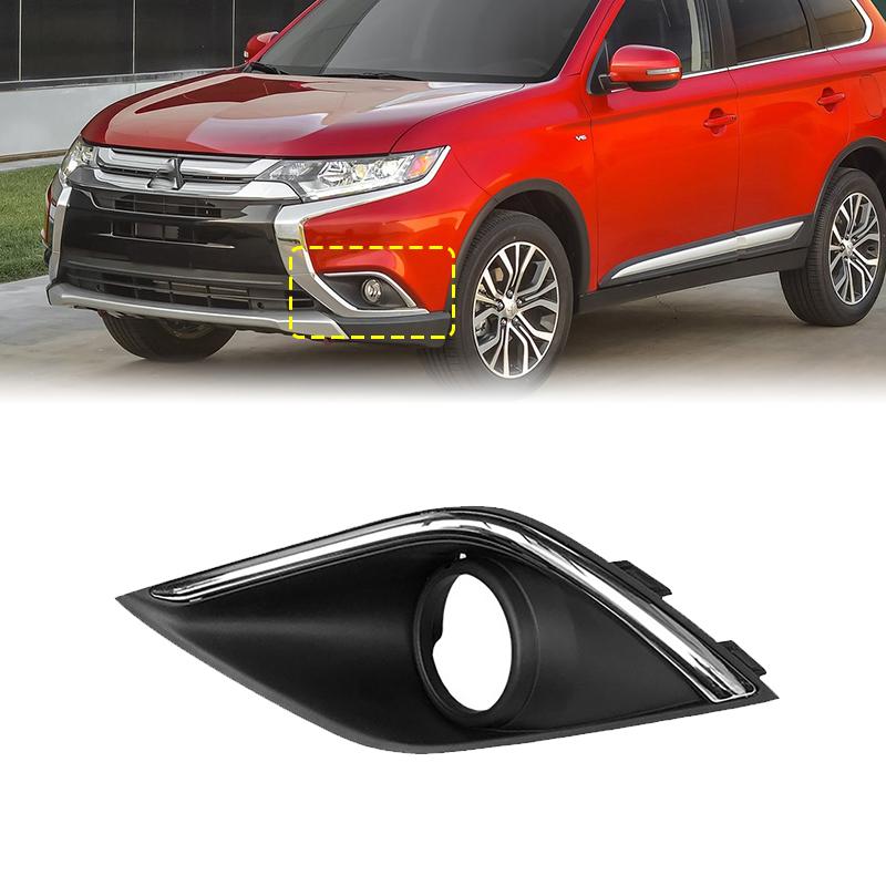 For Mitsubishi Outlander 2016-2021 Front Bumper Fog Light Bezel Cover Shell Lamp Frame with Chrome Trim 6400G482 6400G481 Left Side