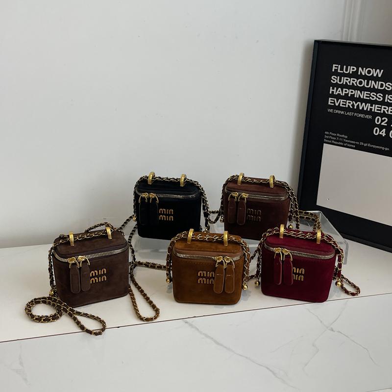 Frosted new chain miu French box bag niche texture women's small square bag personalized shoulder messenger bag