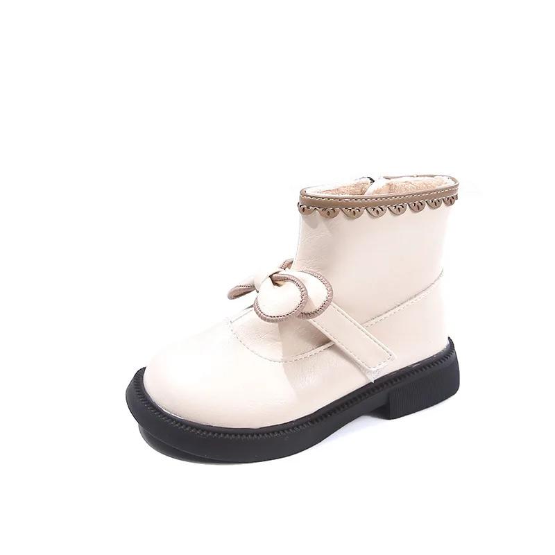 Kids Shoes Boots for Girl Winter Princess Cotton Shoes Fashion Sweet Bowknot Children  Causal Plush Short Boots Warm Versatile