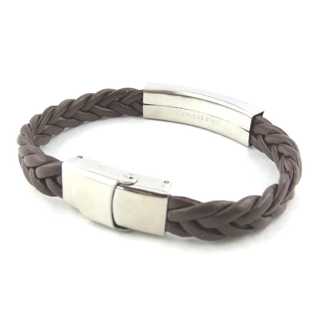 Les Trésors De Lily [M9433] - Bracelet acier 'Identité' marron