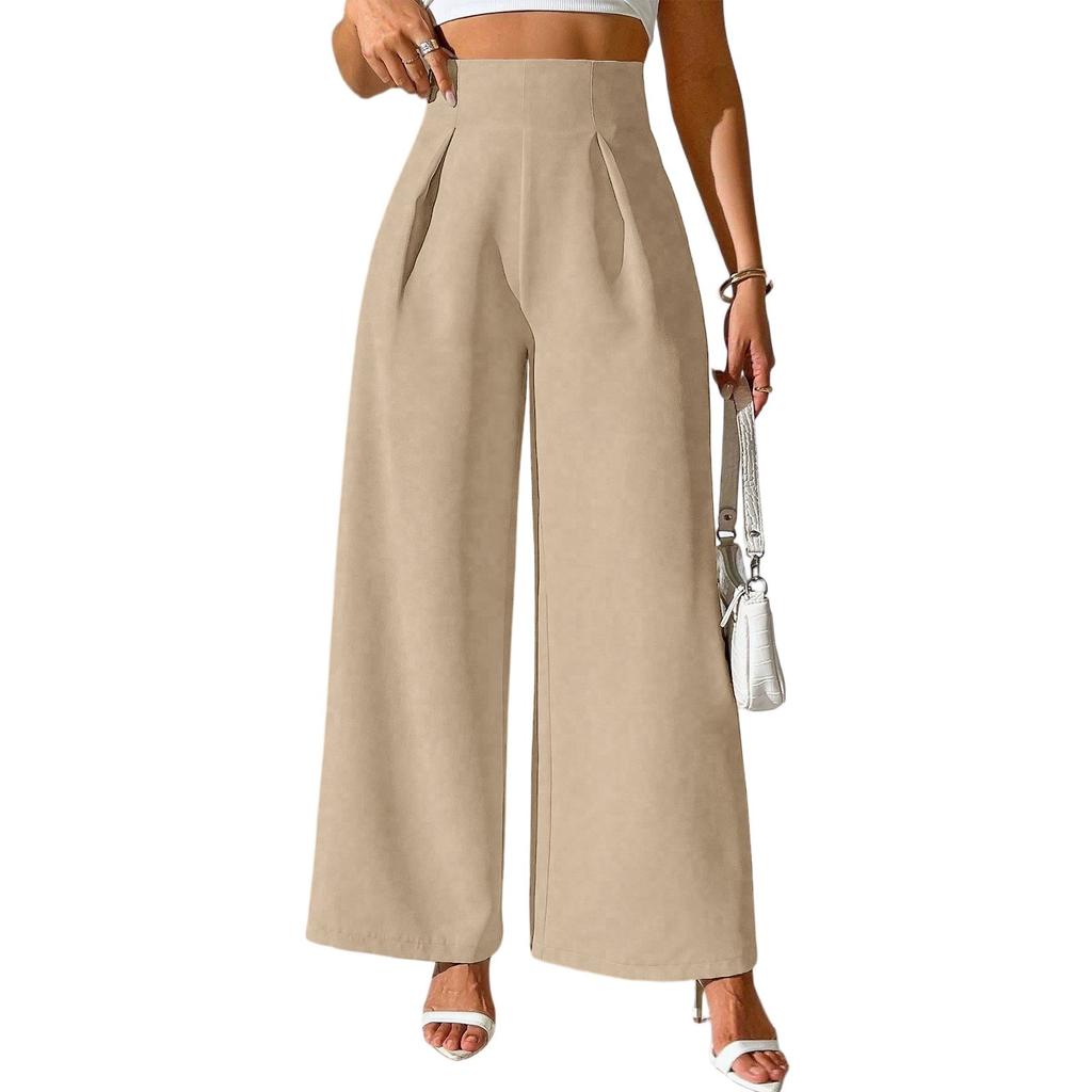 Women's Fashionable Casual Wide Leg Pants And High Waisted Pants