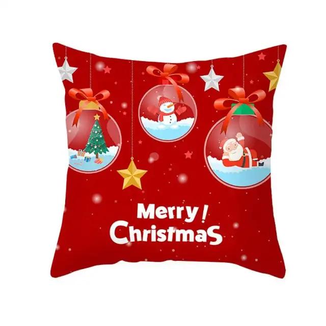 Cute Cartoon Santa Claus Christmas Decoration Print Pattern Cushion Cover Home Living Room Sofa  Pillow