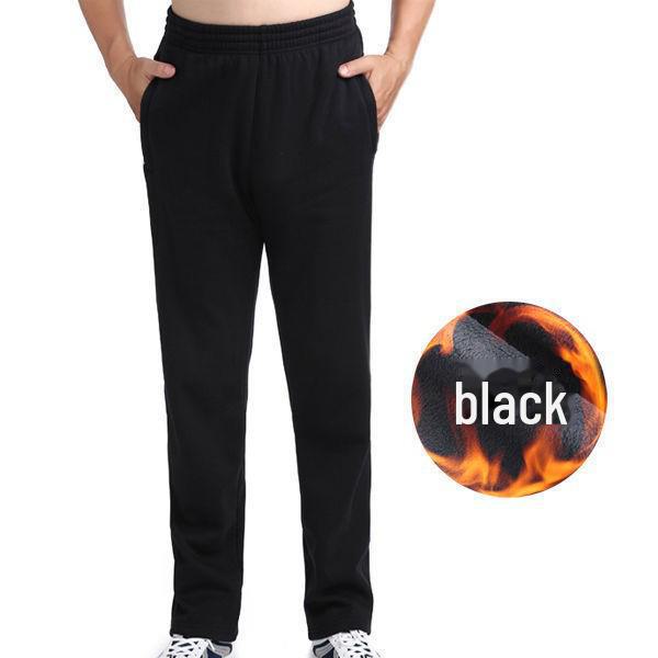 Men's Thickened Warm Straight-Leg Casual Trousers for Autumn and Winter