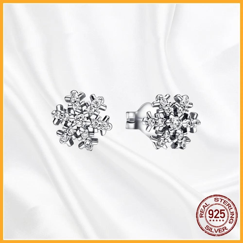 925 Silver Heart Hoop Earrings Sparkling Original Jewelry Gift for Women