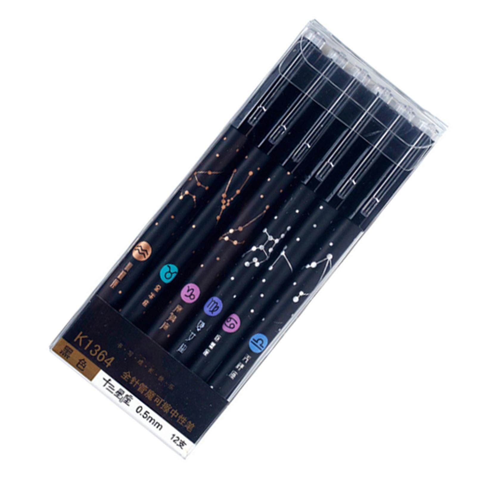 

12Pcs Gel Pen 0.5mm Sign Style High Smoothness Pen Clip Design Ink Pens with Eraser for Office