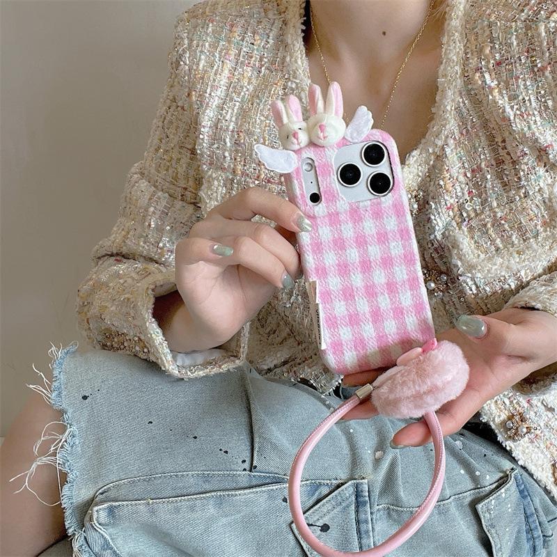 Velvet 3D Bunny Ear Case for iPhone 17/16 Pro Max/15/14: Autumn & Winter Edition.