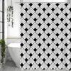 Leaf Geometric Decorative Pattern Modern Minimalist Shower Curtain, Bathroom Decorative Shower Curtain, Waterproof Shower Curtai