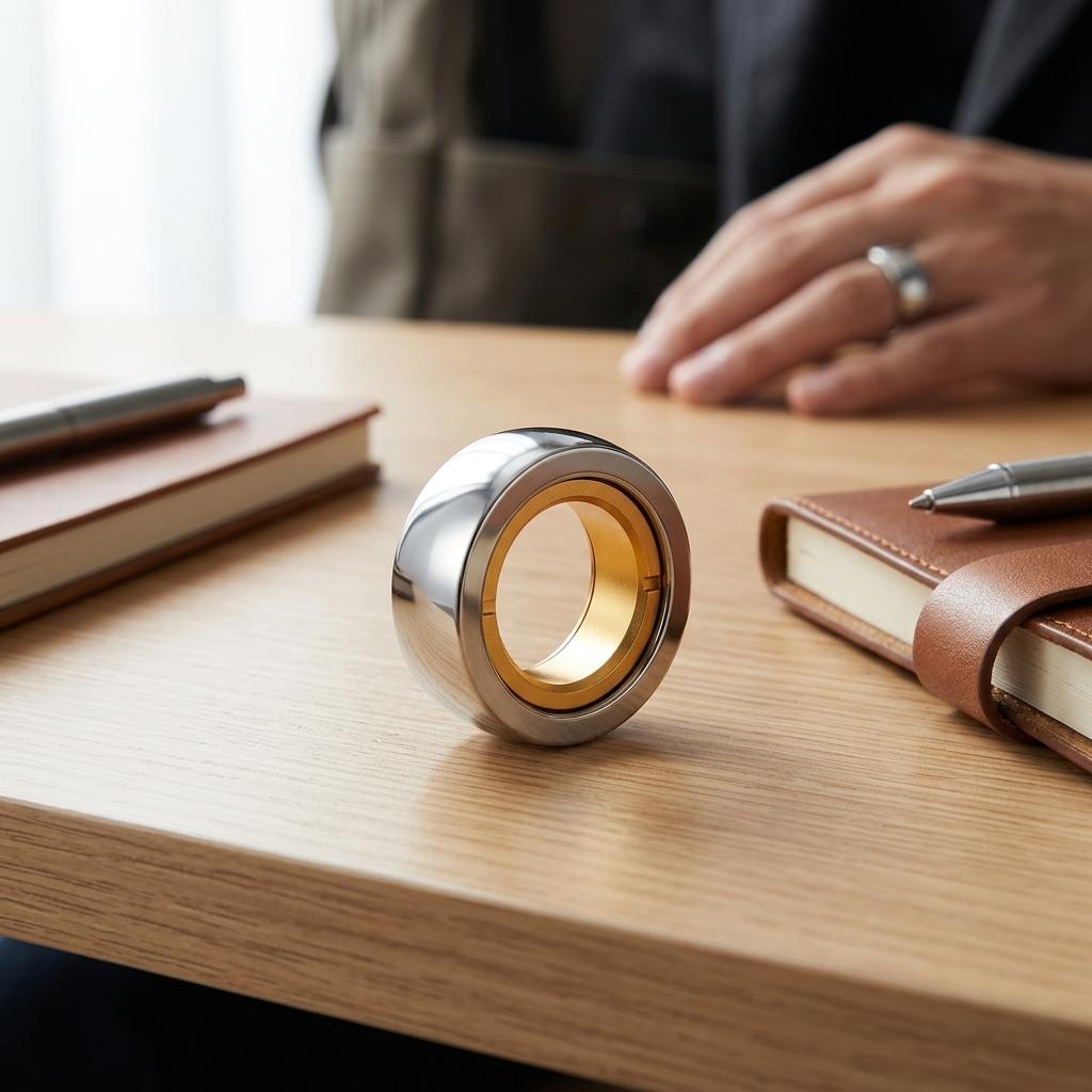 Stainless Steel EDC Ring With Magnetic Rotation For Anxiety Relief