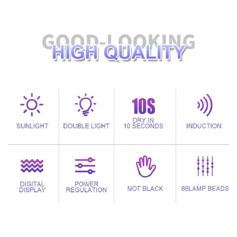 66 Lamp Beads Rechargeable Nail Care Lamp Light Therapy Lamp Quick Drying Nail Care Lamp UV Curing Lamp Wireless Nail Polish Baking Lamp