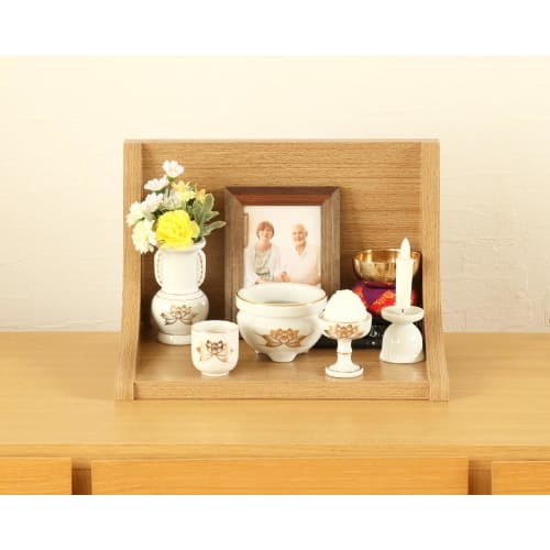 Mini Buddhist Altar "Stage Two" Open Type Light Color for Home Memorial Service