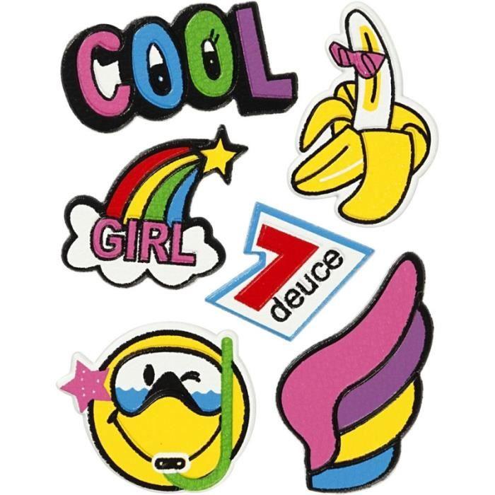 Stickers souples en relief - Fun - 6 autocollants